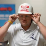 a man wearing a white hat and glasses